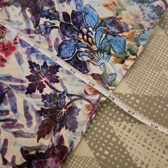 Soft Surroundings Coloures Pleated Blouse Womens Large Purple Floral Top Peasant - Picture 6 of 14